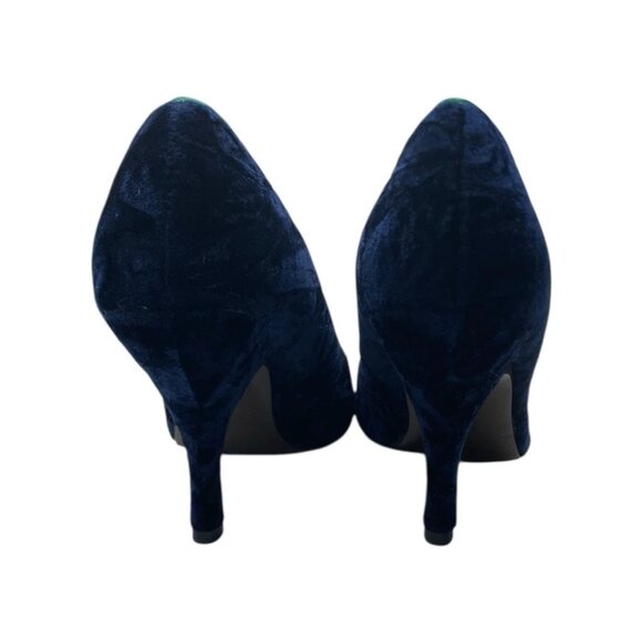 Poetic License Heels Shoes Crushed Velvet Blue Peep Toe Brooch Dazzling Size 10 - Picture 7 of 10